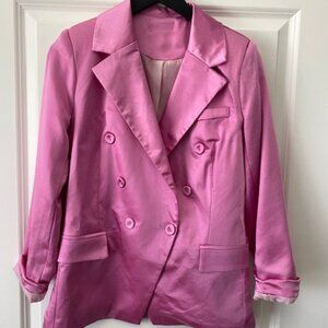 Pink Satin Boyfriend style Blazer